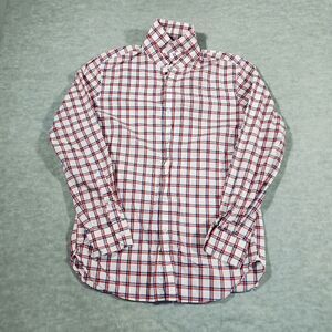 J. CREW Shirt Mens Medium White Blue Checkered Ludlow Classic Collared Button Up